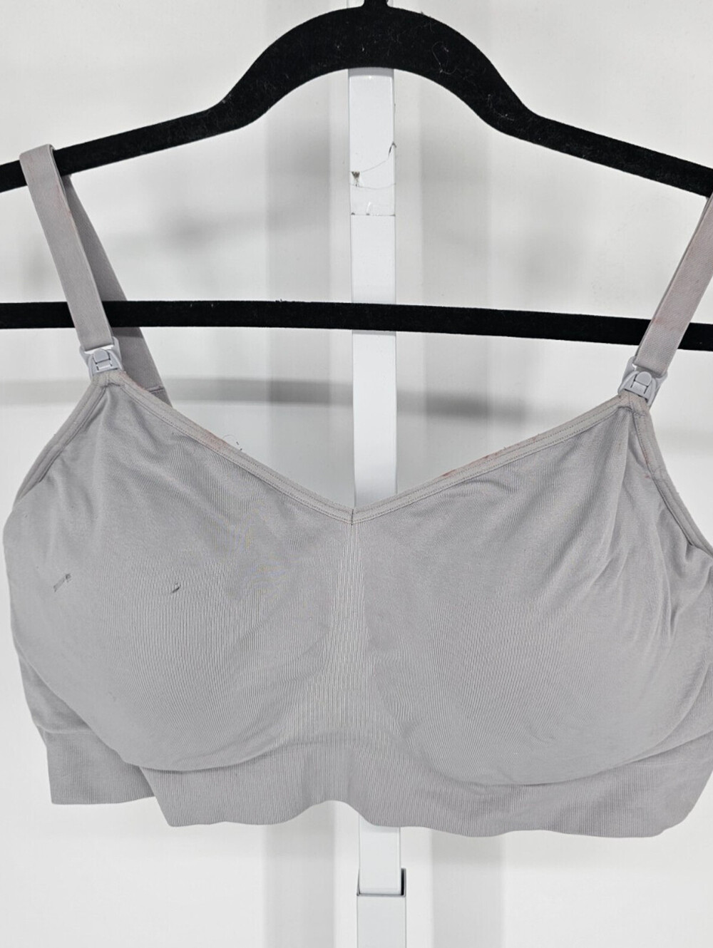 Auden Womens Sz XL Nursing Lightly Lined Seamless Bra Light Gray